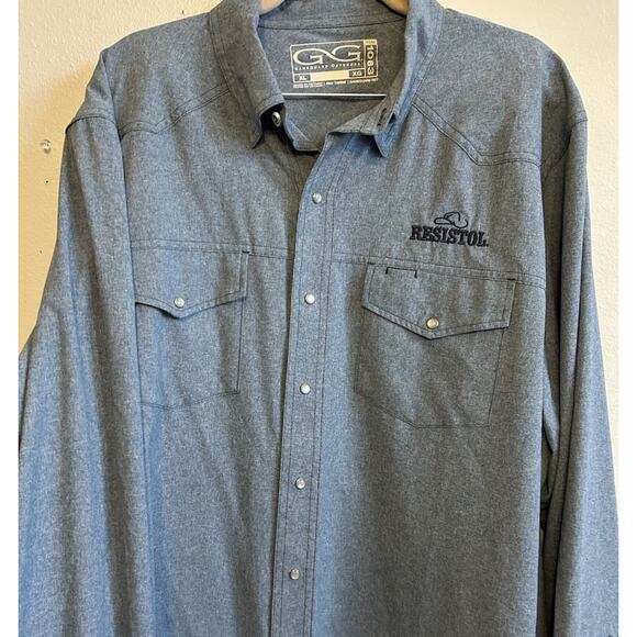 Game Guard Shirt Mens XL Blue Western Resistol Cowboy Fishing Pearl Snap Button - Picture 1 of 11